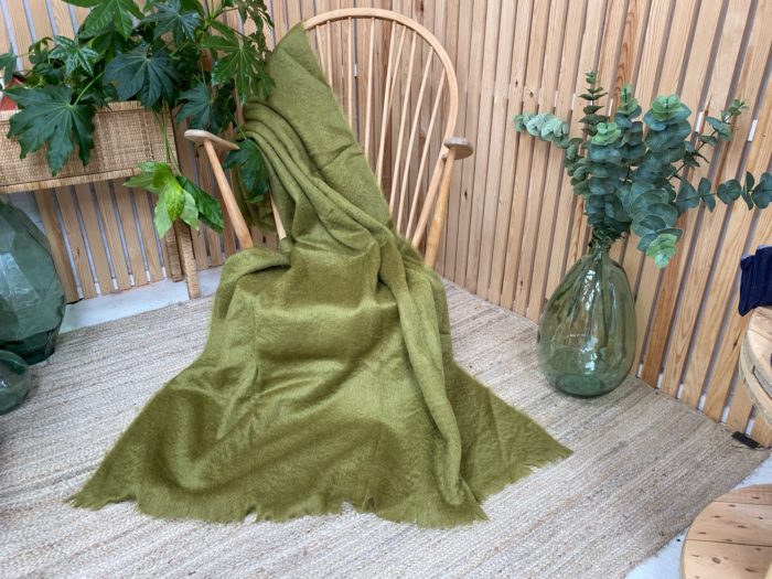 Olive green mohair throw